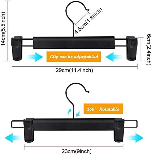 Pants Hangers with Clips, Skirt Hangers, 10 Pack, Black