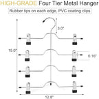 TOPIA HANGER 4 Tier Metal Skirt Hangers with Clips 80% Space Saving 2 Pack
