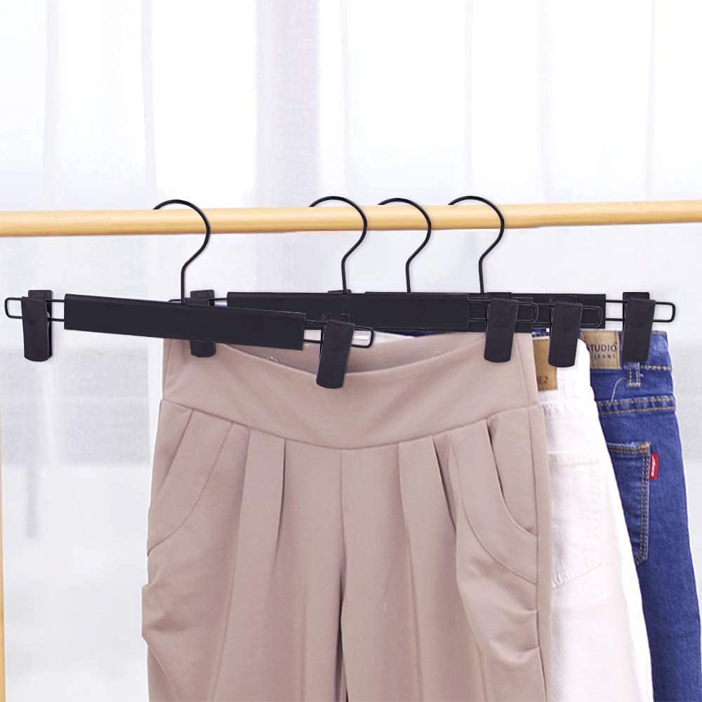 Pants Hangers with Clips, Skirt Hangers, 10 Pack, Black