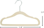 Finnhomy Non-Slip Clothes Hanger for Baby and Kids 30-Pack Velvet Hangers with 10 Finger Clips,Beige