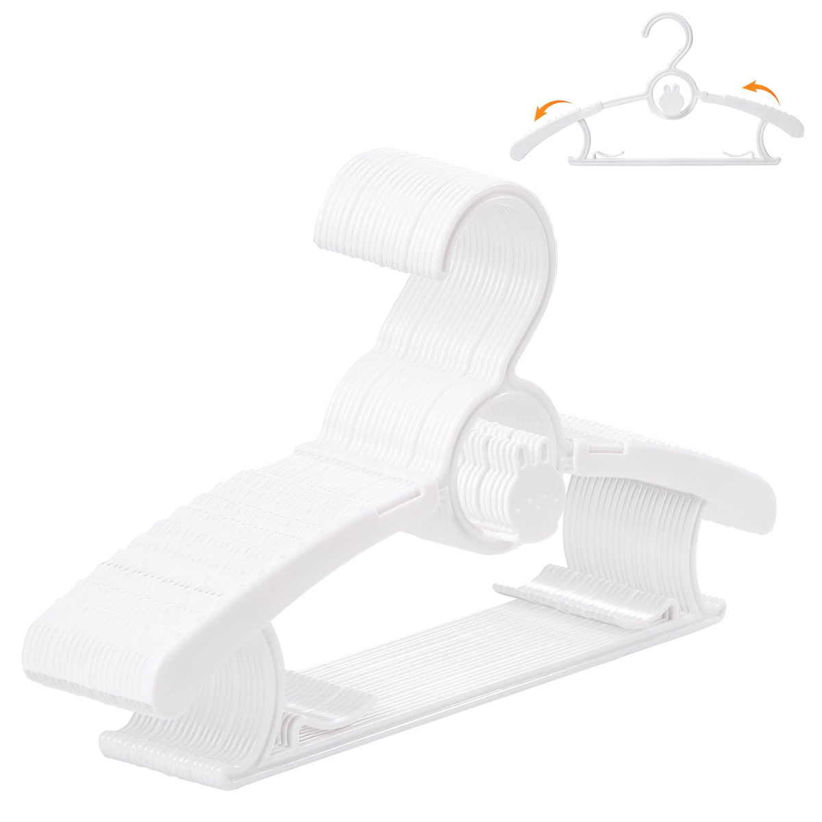 50 Pack Baby Hangers 11"-14" Adjustable Kids Hangers Multicolor