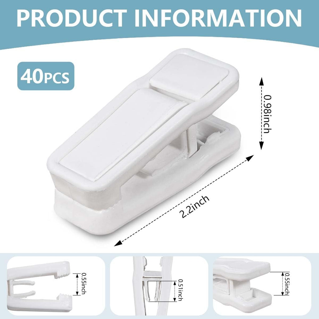 KISEER 40 Pcs Plastic Baby Hanger Clips Slim-line Finger Clips Set for Clothes Hanger Velvet Hanger (White)