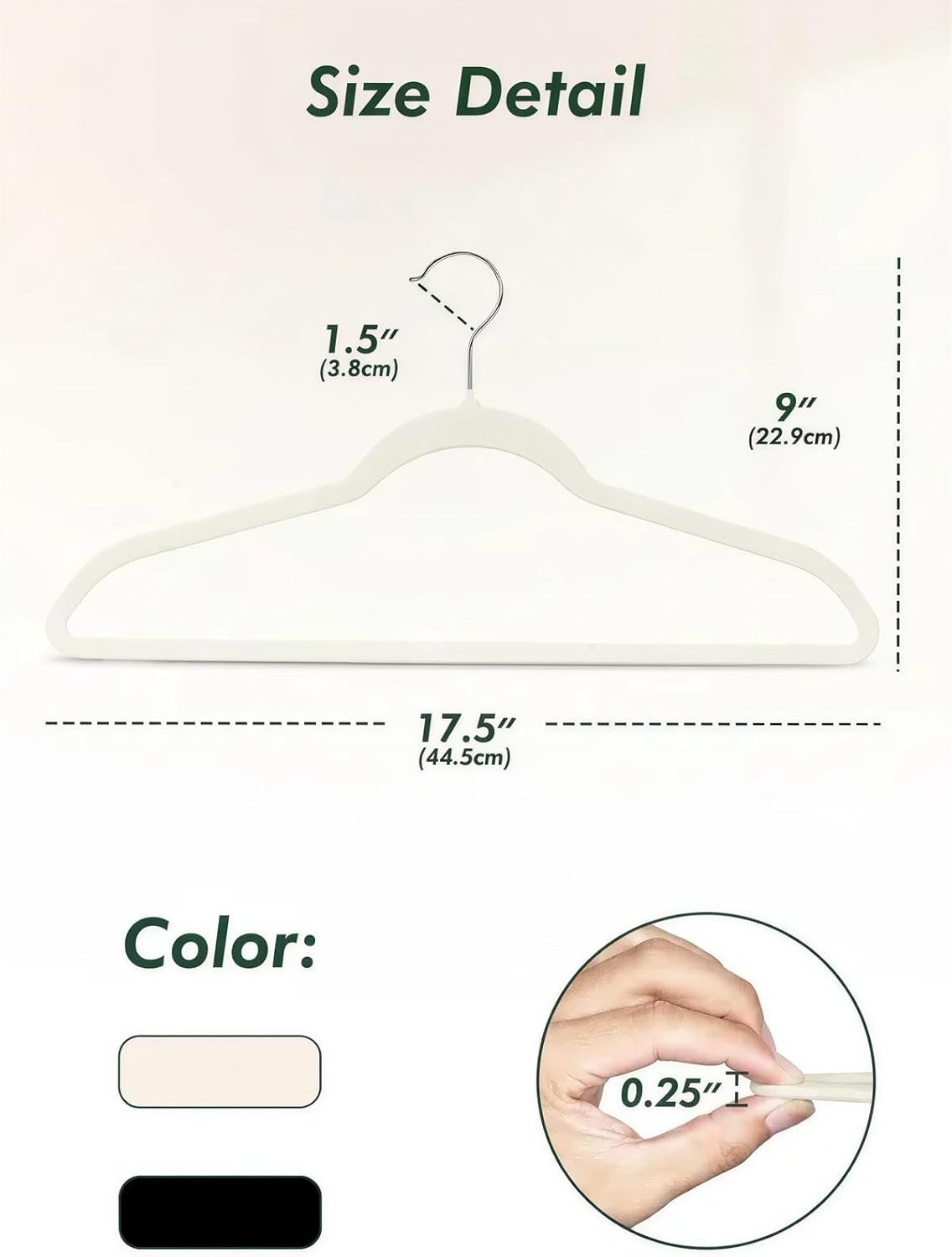 HOUSE DAY Ivory Velvet Hangers 50 Pack - Non Slip Felt Hangers, No Wrinkles