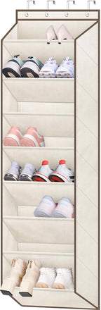 SLEEPING LAMB Over The Door Shoe Organizer for Closet with Large Deep Pockets, Narrow Shoe Rack for Door Hanging Boots Storage, Black