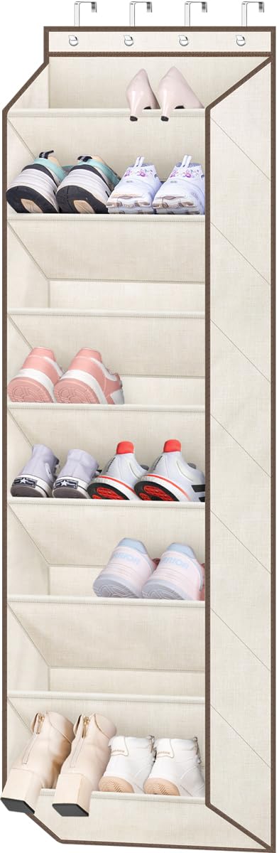 SLEEPING LAMB Over The Door Shoe Organizer for Closet with Large Deep Pockets, Narrow Shoe Rack for Door Hanging Boots Storage, Black