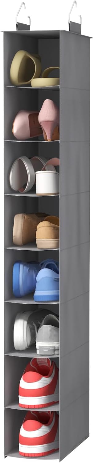 Lifewit 8 Section Hanging Shoe Storage Organizer for Closet Foldable, Gray