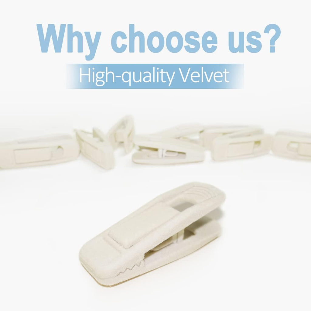 TOFIIGREM Velvet Hanger Clips for Velvet Hangers - 20 PCS Beige Non-Slip Velvet Clip for Skirt Hanger, Strong Flocking Clips Fit for Ivory Velvet Hangers