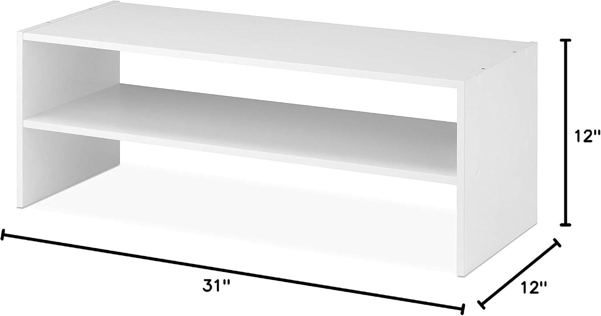 Whitmor Stackable 31" Extra Wide 2-Shelf Storage Organizer, White