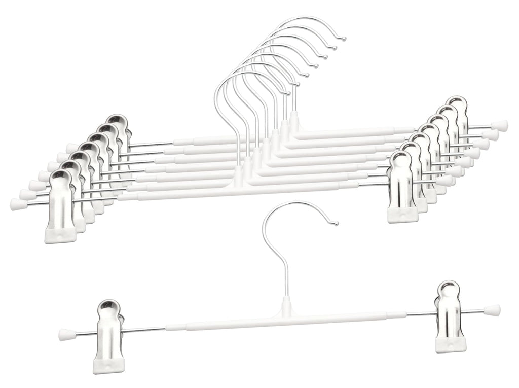 Pants Hangers with Clips - 8 Pack Heavy Duty, Non-Slip Adjustable Space Saving Skirt Hangers for Pants, Jeans, Shorts | Black | 12 Inch