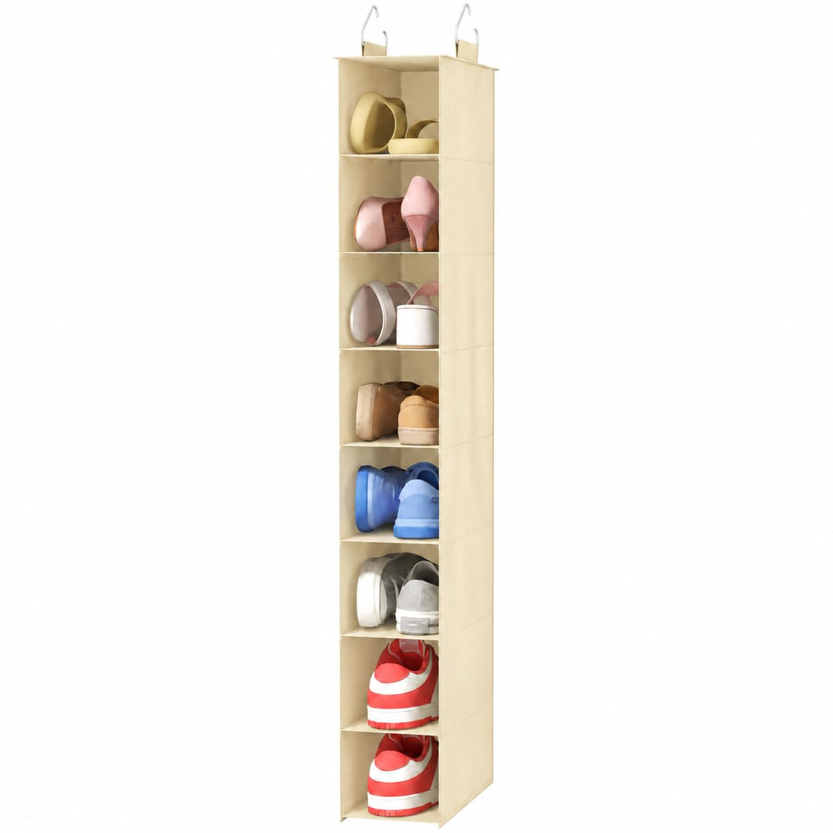 Lifewit 8 Section Hanging Shoe Storage Organizer for Closet Foldable, Gray
