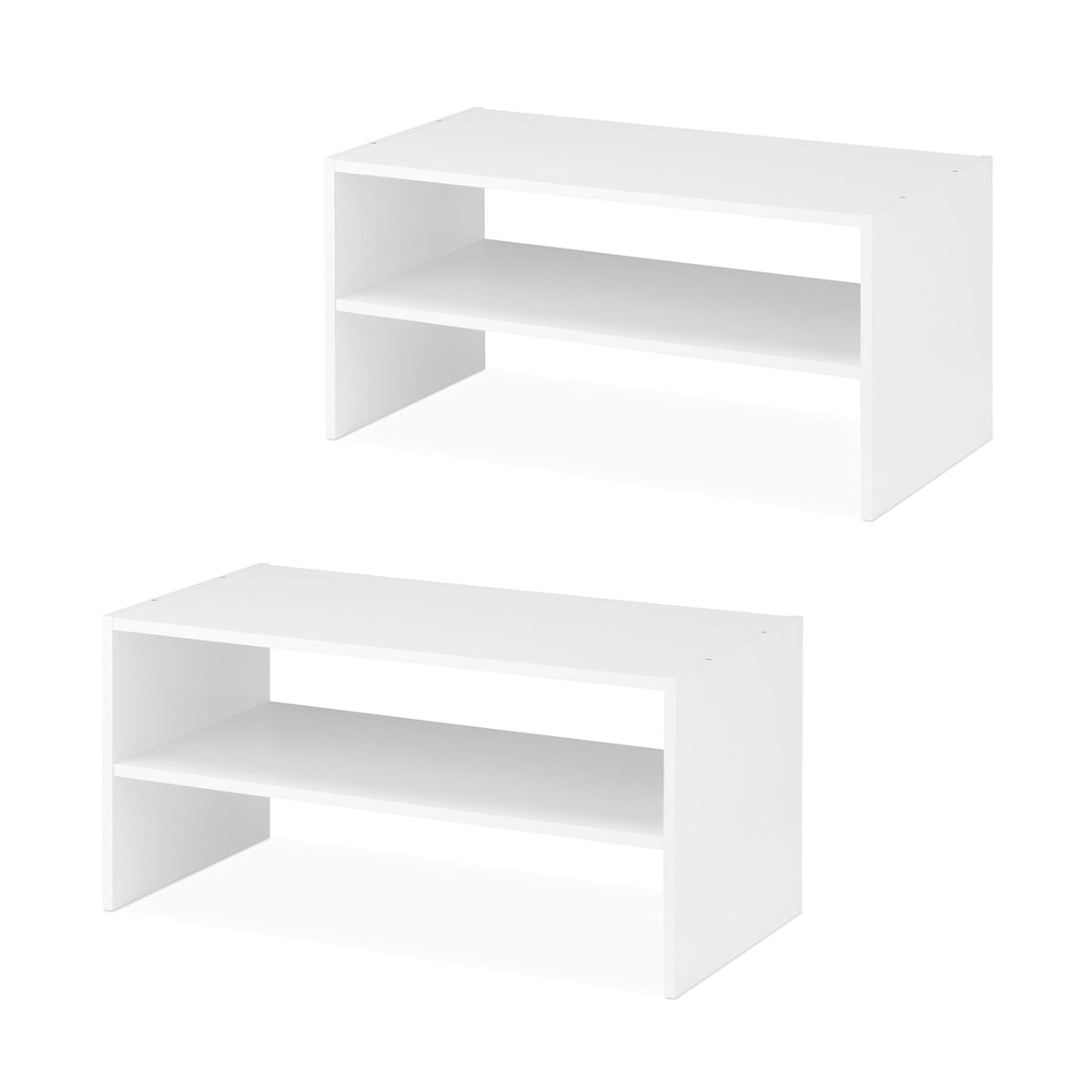 Whitmor Stackable 31" Extra Wide 2-Shelf Storage Organizer, White