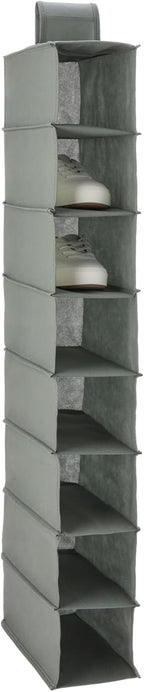 Amazon Basics 8-Tier Hanging Closet Shelf Shoe Organizer, Space Saving Storage, Foldable, 11.5 x 41 x 5.5 in, Dark Grey