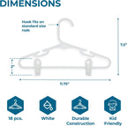 Honey-Can-Do Kids Clothes Hanger, Baby Clothes Hangers with Clips, Removable Clips are Designed to Keep Bottoms and Tops Perfectly Paired, Making it Easier to Organize and Store Outfits, 18 Pack