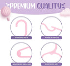 HOUSE DAY Plastic Baby Hangers for Closet 20 Pack, Durable Plastic Kids Hangers for Baby Clothes, Thin & Compact Childrens Hangers, Space Saving Pink Baby Hanger, Small Hanger for Kids Clothes