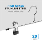 ZOBER Metal Pants Hangers with Clips, Skirt Clothes Hangers, 20 Pack