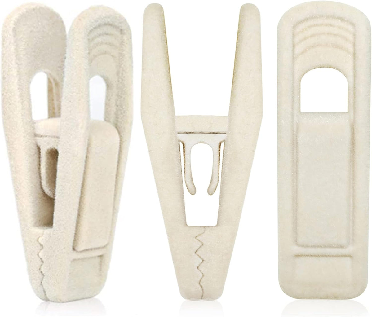 TOFIIGREM Velvet Hanger Clips for Velvet Hangers - 20 PCS Beige Non-Slip Velvet Clip for Skirt Hanger, Strong Flocking Clips Fit for Ivory Velvet Hangers