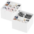 SpaceAid Shoe Organizer for Closet, 2 Pack Foldable Shoe Storage Containers Baskets Boxes Bins w/Adjustable Dividers, Fits 16-32 Pairs, Black