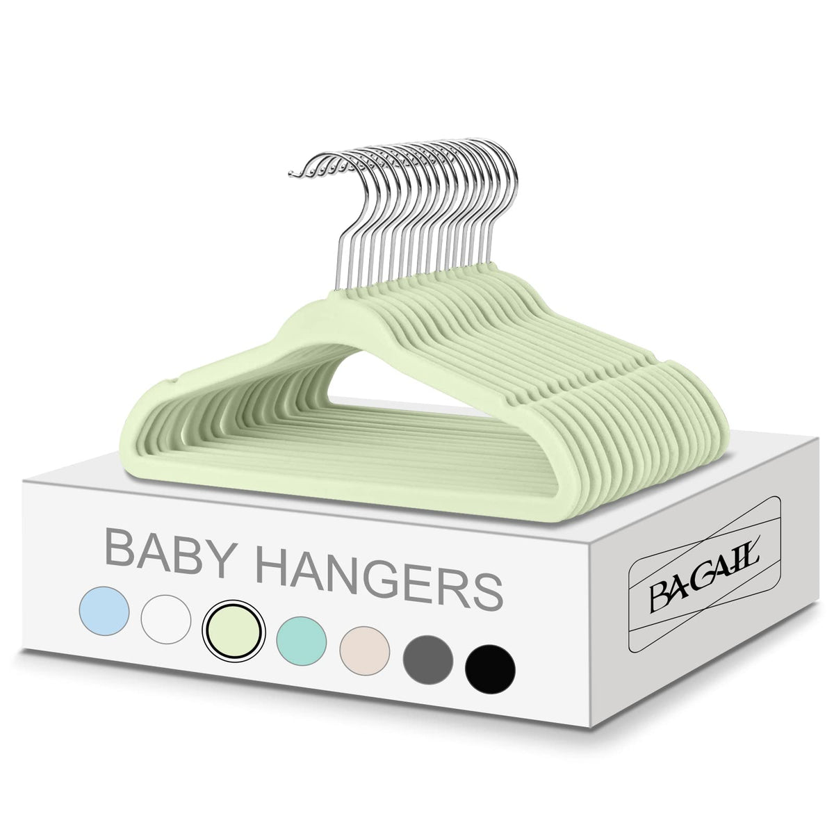 BAGAIL 50 Pack Kids Velvet Hangers 11 Inches Children's Clothes Hangers Non-Slip Baby Hangers for Infant/Toddler (Grey)