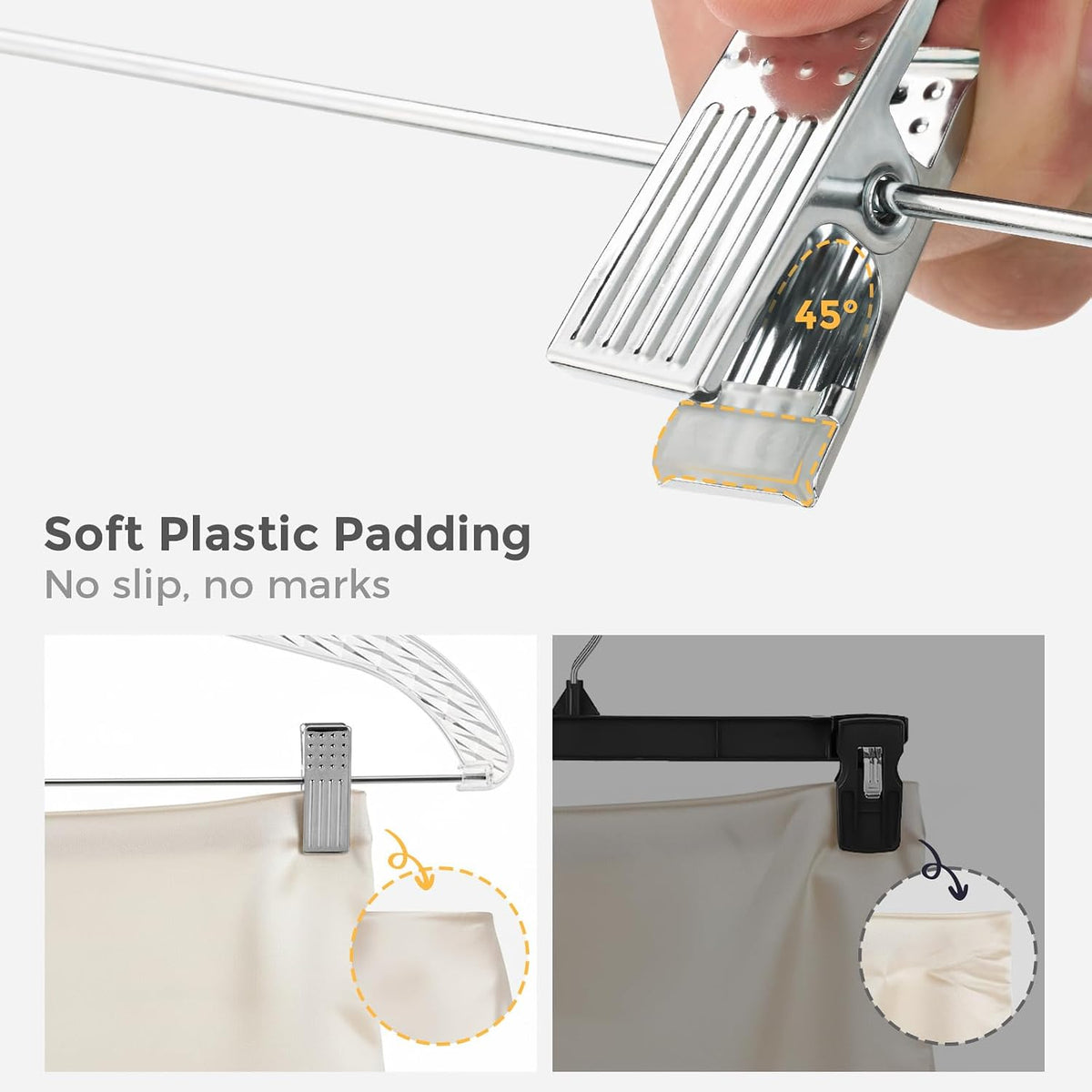 HOUSE DAY Clear Hangers with Clips 12 Pack, Set Hanger for Tops and Bottoms
