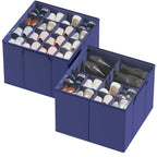 SpaceAid Shoe Organizer for Closet, 2 Pack Foldable Shoe Storage Containers Baskets Boxes Bins w/Adjustable Dividers, Fits 16-32 Pairs, Black