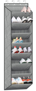 SLEEPING LAMB Over The Door Shoe Organizer for Closet with Large Deep Pockets, Narrow Shoe Rack for Door Hanging Boots Storage, Black