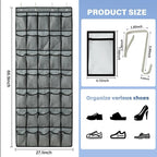 35 Pocket Over Door Shoe Organizer with 4 Metal Hooks（Grey）