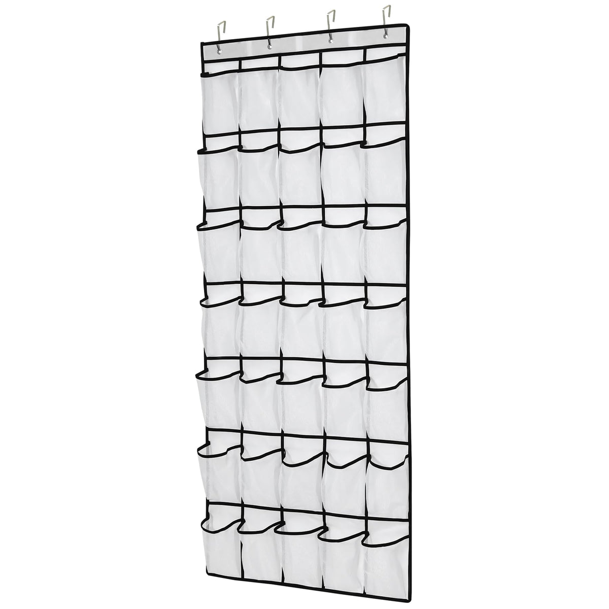 35 Pocket Over Door Shoe Organizer with 4 Metal Hooks（Grey）