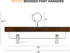 Amber Home 24 Pack Walnut Wooden Pants Hangers with Adjustable Clips, 14"