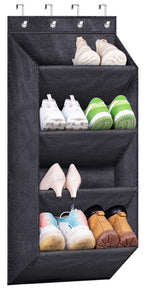 SLEEPING LAMB Over The Door Shoe Organizer for Closet with Large Deep Pockets, Narrow Shoe Rack for Door Hanging Boots Storage, Black