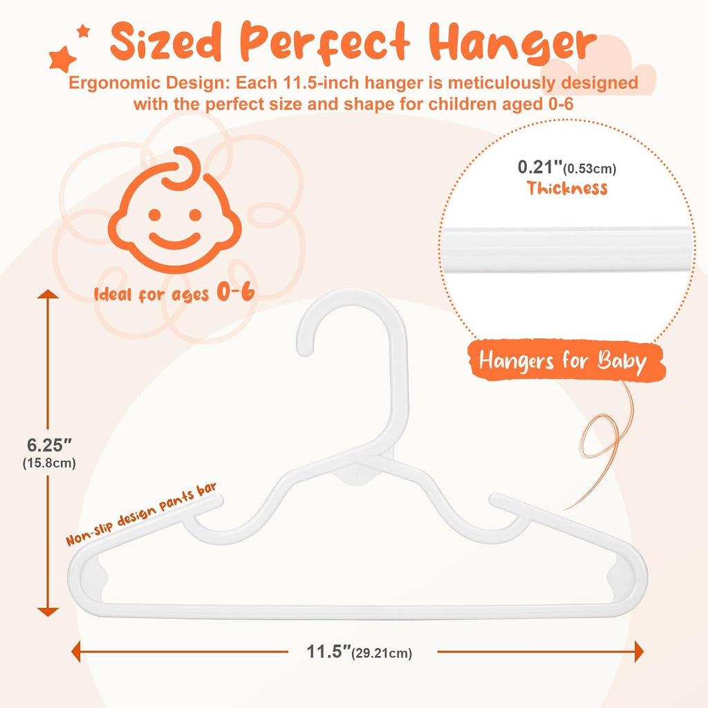 HOUSE DAY White Baby Hangers 20 Pack, Sturdy 11.5" Kids Hangers for Closet