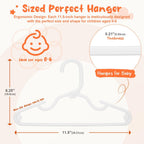 HOUSE DAY White Baby Hangers 20 Pack, Sturdy 11.5" Kids Hangers for Closet