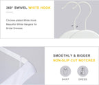 TOPIA HANGER Bride Hanger for Wedding Dress, Premium White Wooden Hangers, 360° Swivel White Hook, Smooth Finish, Extra Smoothly Cut Notches, 10 Pack-CT06W