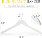 TOPIA HANGER Bride Hanger for Wedding Dress, Premium White Wooden Hangers, 360° Swivel White Hook, Smooth Finish, Extra Smoothly Cut Notches, 10 Pack-CT06W
