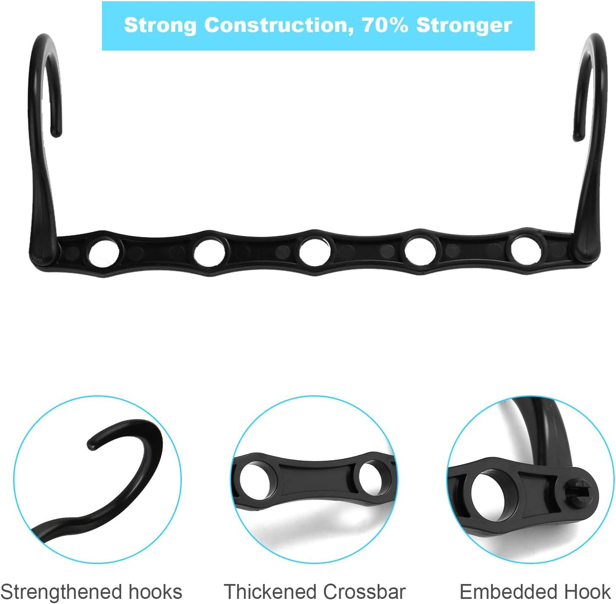 10 Pack Space Saving Hangers Closet Organizer & Storage for Clothes, Black