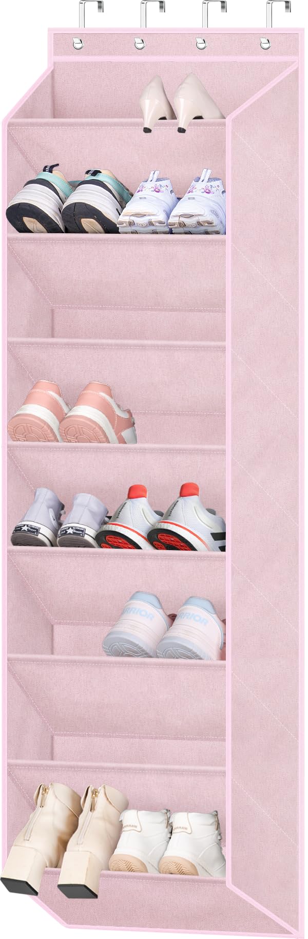 SLEEPING LAMB Over The Door Shoe Organizer for Closet with Large Deep Pockets, Narrow Shoe Rack for Door Hanging Boots Storage, Black