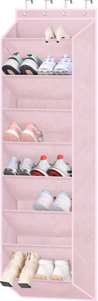 SLEEPING LAMB Over The Door Shoe Organizer for Closet with Large Deep Pockets, Narrow Shoe Rack for Door Hanging Boots Storage, Black