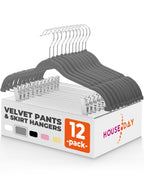 HOUSE DAY Skirt Hangers 24 Pack, Velvet Pants Hangers with Adjustable Clips