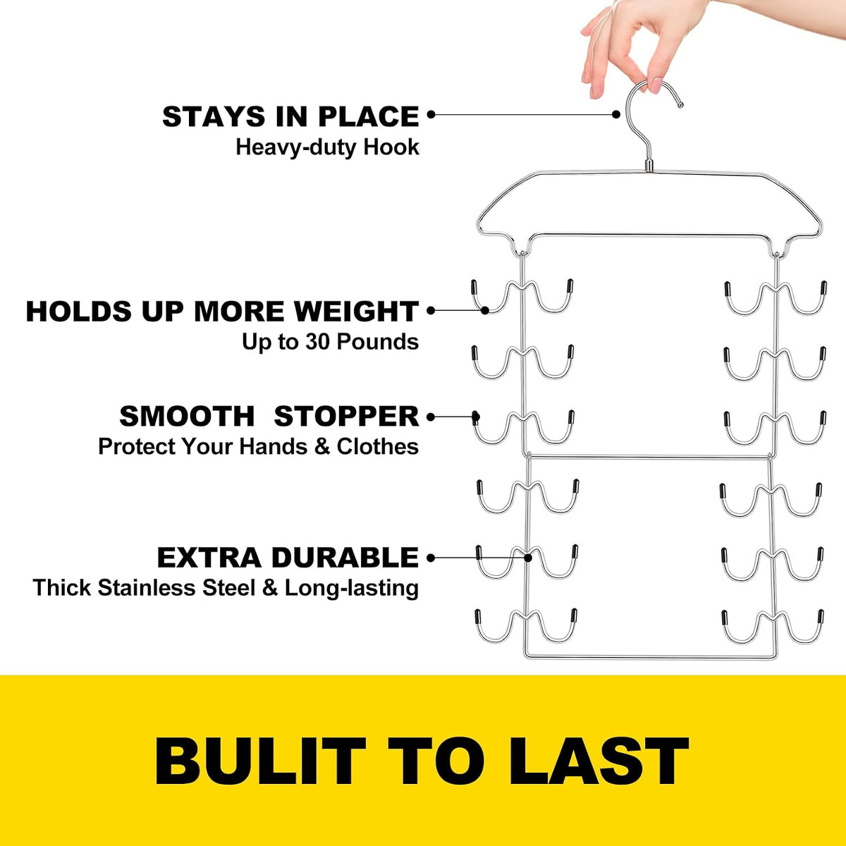 2 Pack Tank Top Hanger Space Saving, 360° Rotating Closet Organizers and Storage, 6 Tier Metal Bra Organizer with 24 Hanging Hooks, Small Space Solutions, RV Apartment College Dorm Room Essentials