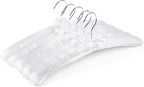 Amber Home 5 Pack Large White Satin Padded Hangers for Women Clothing 17"