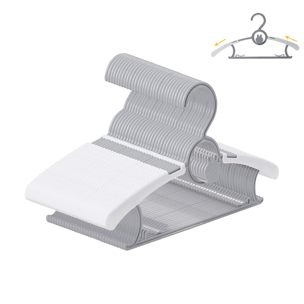 50 Pack Baby Hangers 11"-14" Adjustable Kids Hangers Multicolor