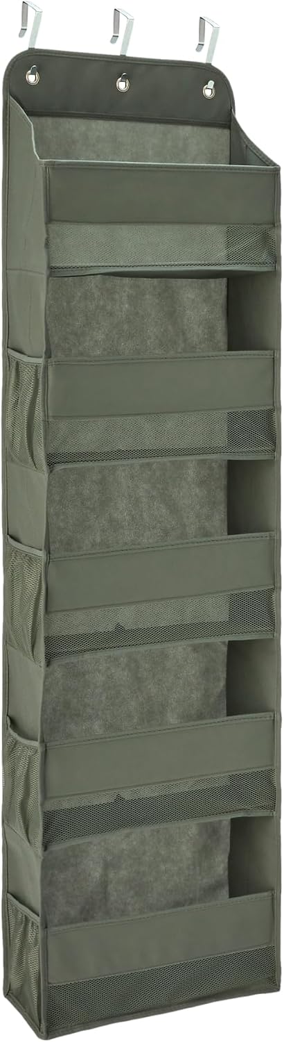 Amazon Basics 5 Tier Over the Door Hanging Shoe Organizer, Large Capacity, Space Saving, 6.4 x 54.5 x 14.9 in, Dark Grey