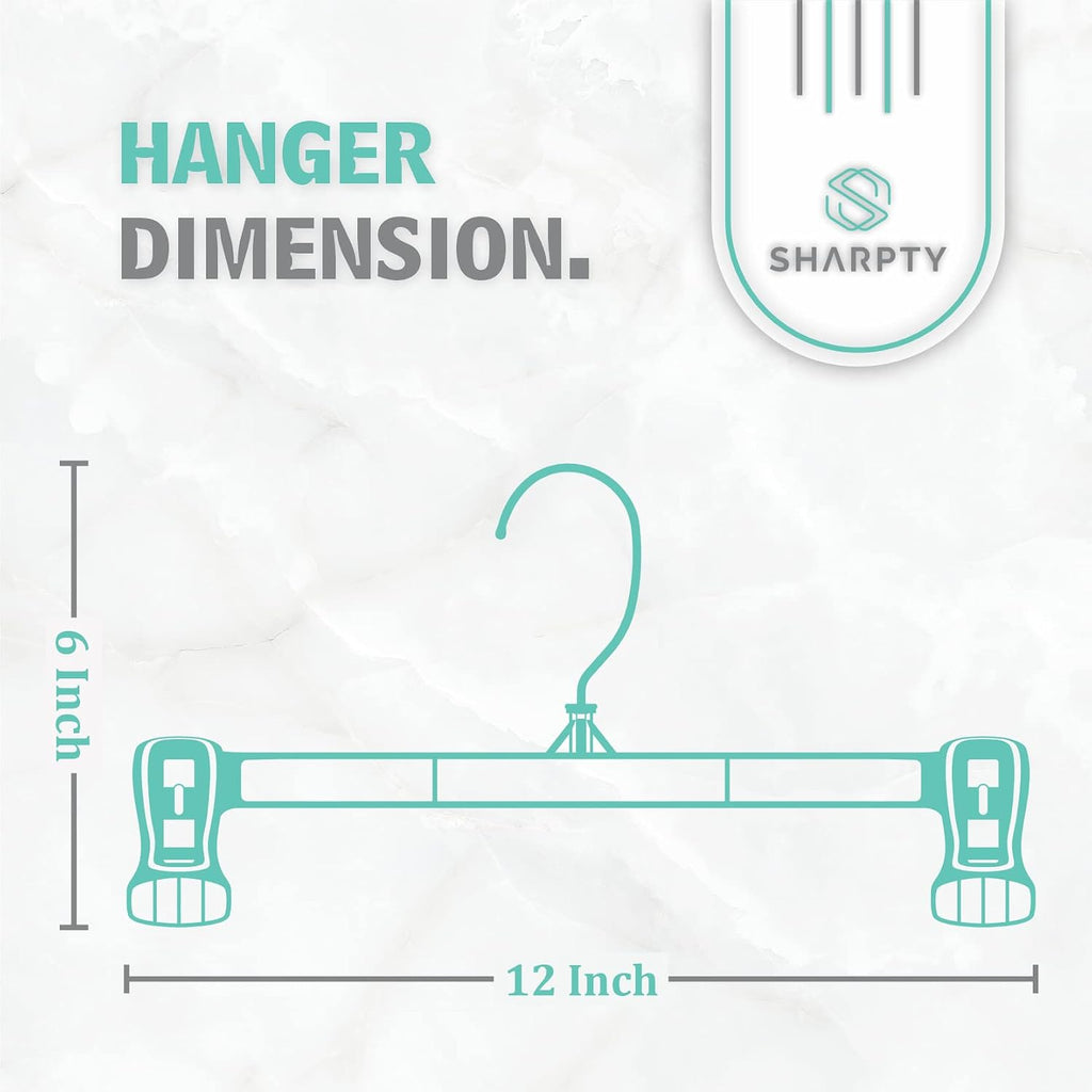 Sharpty Pant & Skirt Hangers - Closet Hangers for Shorts, Shirts, Jeans, Dresses, Slacks, Coats, Clothes, Clothing, Garments & More - Durable, Space Saving & Non-Slip, Black - 10 Pack