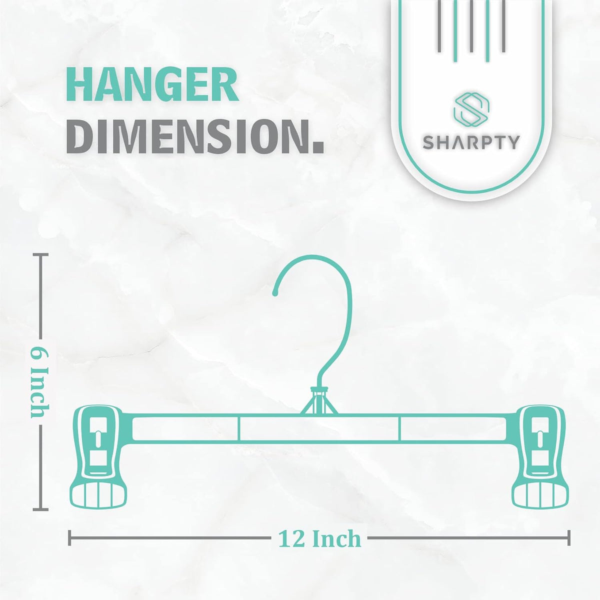 Sharpty Pant & Skirt Hangers - Closet Hangers for Shorts, Shirts, Jeans, Dresses, Slacks, Coats, Clothes, Clothing, Garments & More - Durable, Space Saving & Non-Slip, Black - 10 Pack