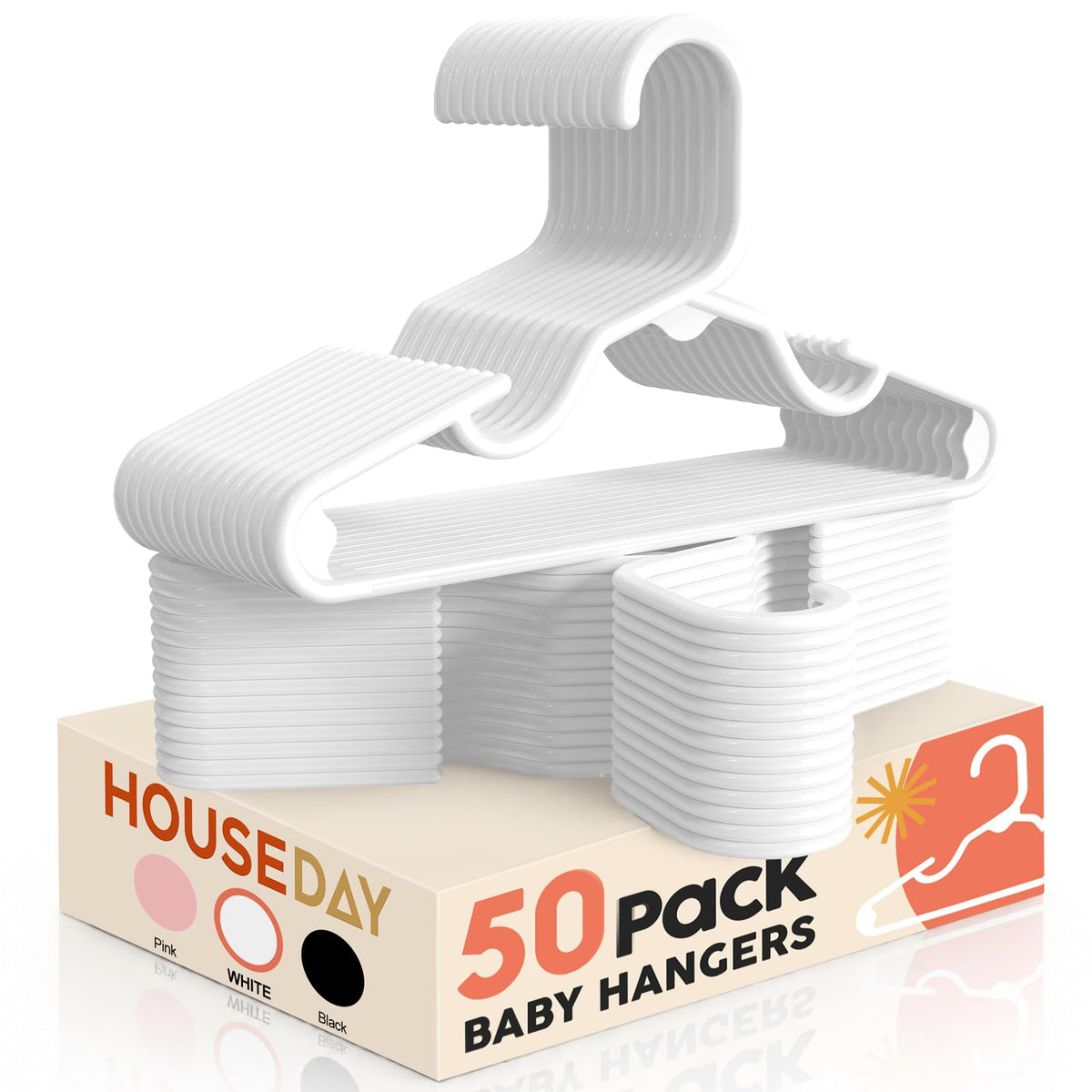 HOUSE DAY White Baby Hangers 20 Pack, Sturdy 11.5" Kids Hangers for Closet