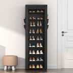 VILICK Shoe Rack with Cover Narrow Shoe Organizer with 4 Side Pockets 10 Tier Tall Shoe Storage Holds 18-22 Pairs Shoes and Boots Shoe Rack for Closet Entryway Garage