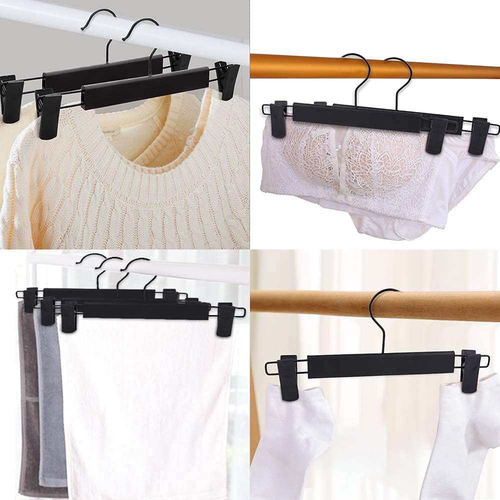 Pants Hangers with Clips, Skirt Hangers, 10 Pack, Black