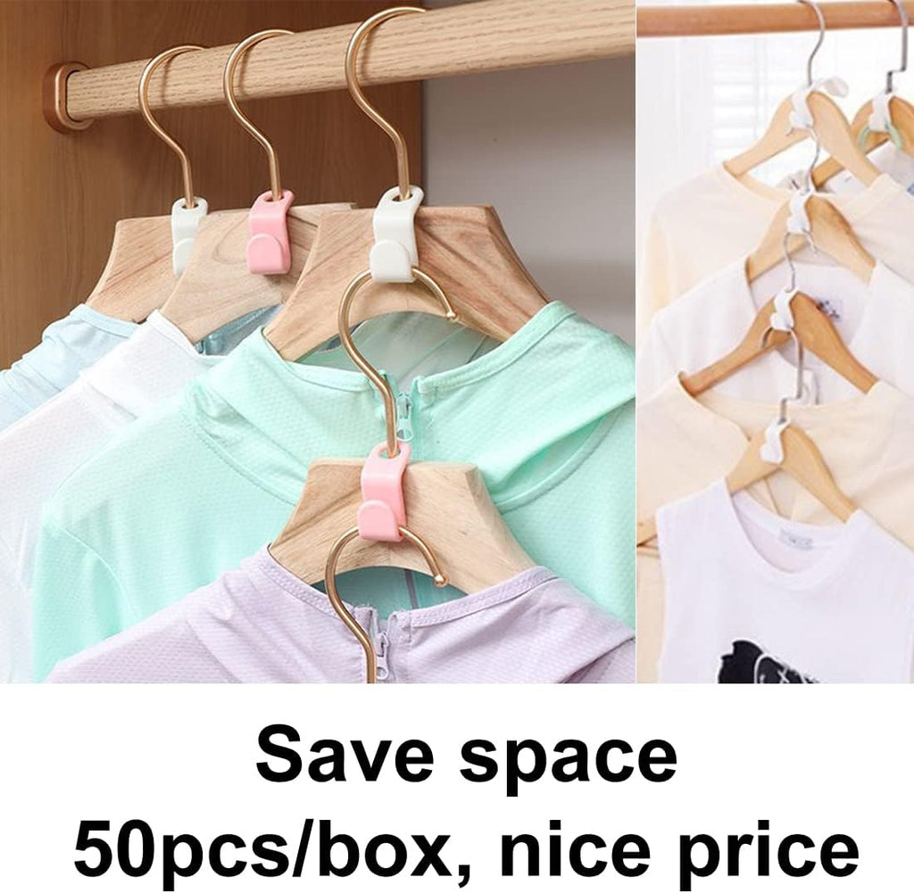 otylzto 50PCS(or100) Hanger Hooks for Plastic Clips Clothes Space Saving Hangers for Clothes Closet Hangers Space Saver