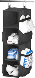 SLEEPING LAMB Short Hanging Shoe Organizer for Closet Storage with Mesh Side Pockets Holds 8 Pairs, Hanging Shoe Rack Hanger RV, Camper, Grey