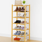 Smiry Bamboo Shoe Rack, 12 Vertical Slats, 3 Tier - 26.8" Wide, Natural
