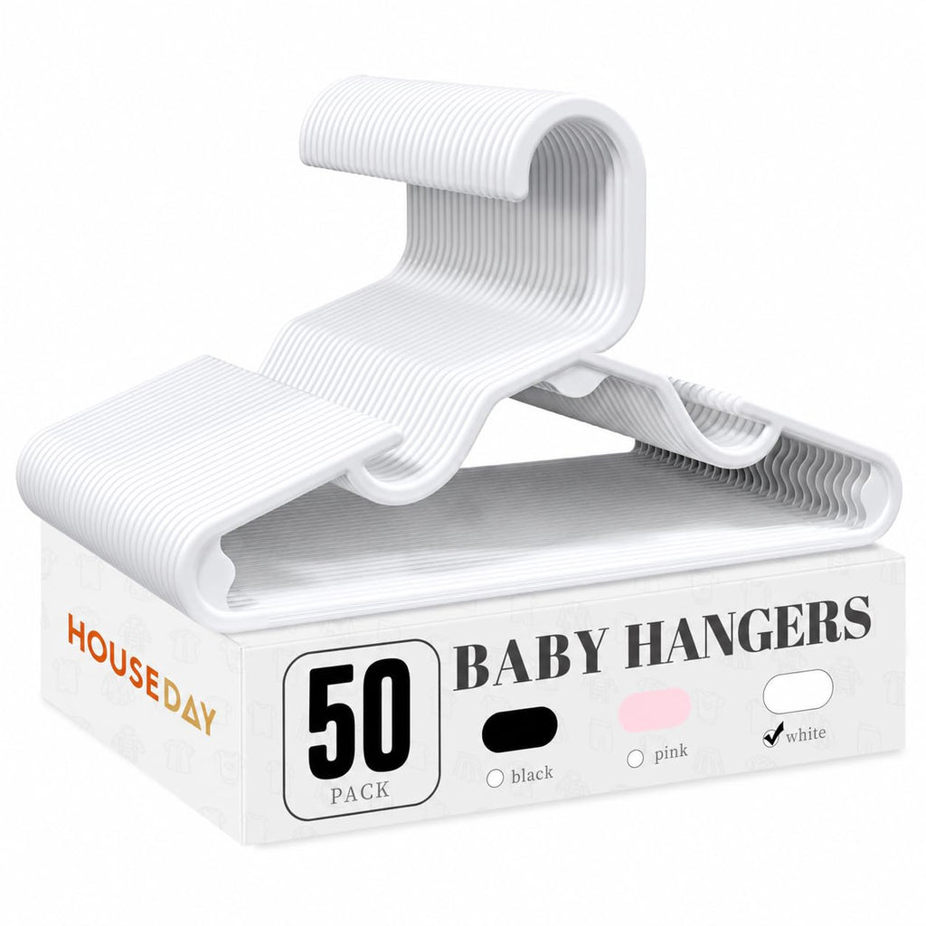 HOUSE DAY Plastic Baby Hangers for Closet 20 Pack, Durable Plastic Kids Hangers for Baby Clothes, Thin & Compact Childrens Hangers, Space Saving Pink Baby Hanger, Small Hanger for Kids Clothes